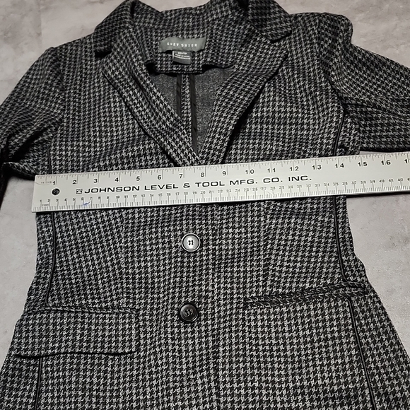 CLEARANCE Suzy Shier Black/Gray stretch Houndstooth long sleeves Blazer size xs - Picture 8 of 12